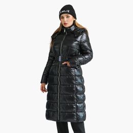 Women's Down Parkas SANTELON Winter Long Coats For Women Casual Black Thick Warm Puffer Jacket With Adjustable Waist Fashion Hooded Outerwear 231023
