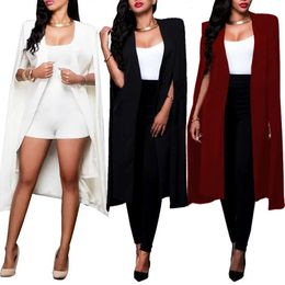 Women's Suits Blazers Fashion Plus Size Women Autumn Solid Colour Loose Long Cape Cardigan Outwear Women cloak blazer 231023