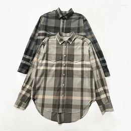 Women's Blouses Women Simple Silhouette Plaid Color Spinning Matching Flannel Shirt 2023 Early Autumn Style