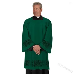 Men's T Shirts Long Sleeve Solid Color Clergy Tunic Cassocks Stand Collar Tradition Priest Robe Men Ministers Robes Church Costume