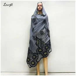 Ethnic Clothing Muslim African Women Scarfs Design Big Circle Embrodiery Cotton With Grenadine Scarf For Shawls Pashmina