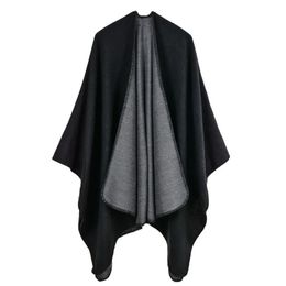 Women's Cape Warm Knitted Plain Color Scarf Thick Oversized Wool Shawl Wrap Women Ruana's Cape Open Front Acrylic Woven Cardigan Poncho Stole 231023