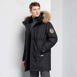 Men's Down Parkas 2023 Winter Boutique Fashion Thickening Warm Men's Casual Hooded Fur Collar Down Jacket Brand High-end Men's Down Coat ArmyGreen J231107