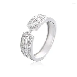 Cluster Rings RP-16 ZFSILVER Silver S925 Fashion Trendy Luxury Platinum White Zircon Rectangle For Women Girl Wedding Party Jewellery Gift
