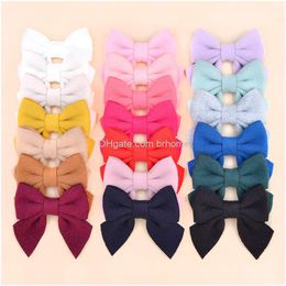 Headwear Hair Accessories 2.8 Baby Girls Bows Alligator Clips Woollen Barrettes For Little Toddlers Teens Kids Drop Delivery Amh72