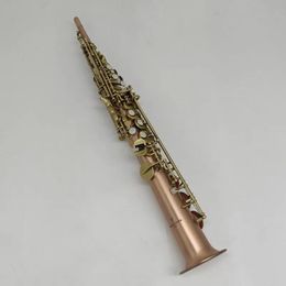 Japan S--901 Brass Straight Soprano Sax Saxophone Bb B Flat Woodwind Instrument Natural Shell Key Carve Pattern 01