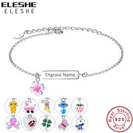 Bangle ELESHE Free Engrave Name Bracelet Personalized For Children Girls 925 Sterling Silver Customize Jewelry Gift 231023