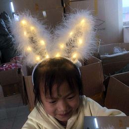 Led Toys Party Headband Hats Plush Shiny Rabbit Ear Hair Hoop Festival Decoration Lovely Light Up Party-Headband Accessories Drop De Otluf