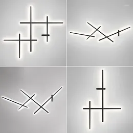 Wall Lamps Nordic Minimalist Creativity Luxury Line LED Light Irregular Black White Background Decoration Living Room Bedroom Hallway