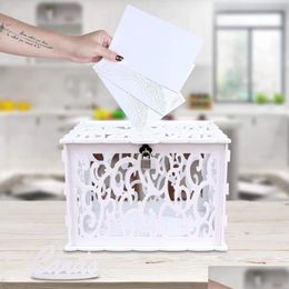 Other Event Party Supplies Ourwarm Diy White Wedding Card Box With Lock Pvc Graduation Perfect For Weddings Baby Showers Birthdays Dhefc