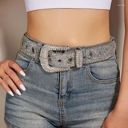 Belts Rhinestone Belt Women's Ins Style Wide European And Personality Y2K Girls Sequin Jeans Decoration