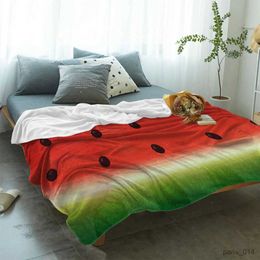 Blankets Watermelon Fruit Print Flannel Cozy Warm Blankets Fluffy Soft for Bed Sofa Nap Rug Plush Portable Camping Travel Blanket