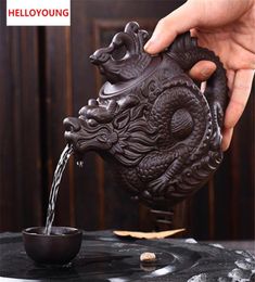 CJ255 Ceramic teapotTraditional Chinese Tea pot Dragon and Phoenix kettle Premium tea infuser purple clay tea set7806591