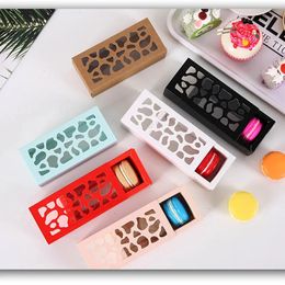 6 Farben Macaron-Verpackungsboxen, hohle Schokoladenkekse, Gebäckschachtel, Kuchen, Süßigkeiten, Papierboxen