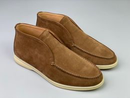 Hochwertige Designer-Freizeitschuhe aus echtem Leder, Marke Open Walk Wildleder-Sneaker für Herren, weiße Gummisohlen, bequeme Herren-Walking-Flats-Schuhe, klassische Stiefeletten