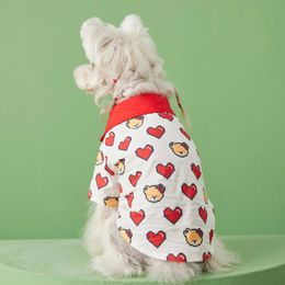 Dog Apparel Small Dog Clothing Summer Cotton Shirts for Pets Sweet Heart Printing Dog Clothes Designer Puppy Clothes 231024