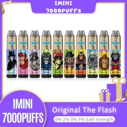 Original imini Tornado 7000 Puffs Digital Box E Cigarette Disposable Vape 0mg 2% 5mg 15ml Mesh Coil Pod 850mAh Rechargeable Battery E CIGS Puff Shisha Vaper Hookah Pen