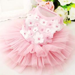 Dog Apparel Dress Pet Princess Sweet Puppy Dresses Summer Floral Gauze Vest For Dogs And Cats