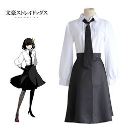 cosplay Akiko Yosano Bungo Stray Dogs Top Shirt Tie Japanese Anime Cosplay Suit Black and White Costumecosplay