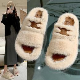 Slippers Autumn Winter Warm Plus Women Lady Thick Bottom Hair Shoes Fashion Comfortable Cotton Slippers Cute Women Shoes T231024