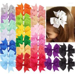 Hair Accessories 2Pcs 53 Colour Bow Hairpin For Girls Solid Ribbed Ribbon HairClip Fashion Accessory Children Headwear Daily Decoration