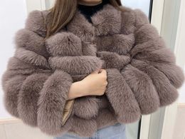 Women's Fur Faux Natural Real Overcoat Warm Winter Jacket Vest Luxury Fashion Short Furry Coat Autumn 2023 XS10XL 231023