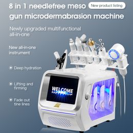 2024 Latest Hydra Microdermabrasion RF Wrinkle Remove Skin Revitalization Ultrasound Face Firming with Meso Gun Ice Hammer 8 in 1 Anti-aging Machine