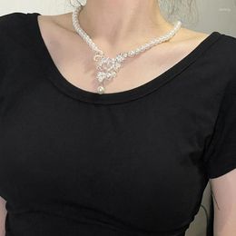 Pendant Necklaces Korean Version Of Bridesmaid Bride Necklace Wedding Evening Dress Jewelry Rhinestone Pearl Earrings Set