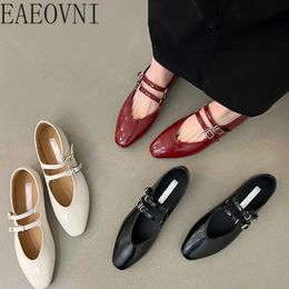 Dress Shoes Ballet 2023 Spring Women Soft Sole Leather Single Fashion Shallow Flats Heel Mary Jane 231024