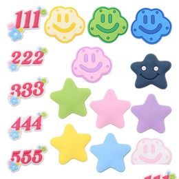 Shoe Parts Accessories Wholesale 100Pcs Pvc Colorf Cloud Star Number Flower Charms Fit Wristbands Sandals Shoes Decoration Drop Del Dhrsc