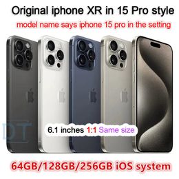 A+Excellent Condition,Original Unlocked iphone XR Covert to iphone 15 Pro Cellphone with 15 pro Camera appearance 3G RAM 64GB 128GB 256GB ROM Mobilephone