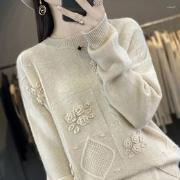 Women's Sweaters Stylish Handmade Crochet Knitted Sweater 100 Cashmere Slimming Wool Base Versatile Top For Women