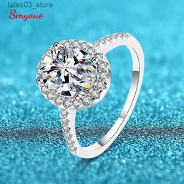 Wedding Rings Smyoue 2Ct Oval Moissanite Engagement Rings Simulated Diamond Dovegg Ring for Women Sterling Silver Bridal Wedding Band With Box Q231024