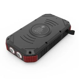 Caricatore portatile Solar Power Bank 30000mAh Caricabatterie wireless a ricarica rapida da 18 W con torcia - Rosso