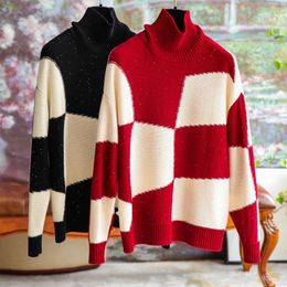 Frauen Pullover Pullover High-neck Red Pailletten Wolle Lose Pullover Weibliche Herbst Und Winter 2023 Pendler Hundert Persönlichkeit Tops