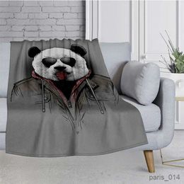 Blankets Cute Panda Baby Printed Blanket Soft Fluffy Blankets Flannel Warm Thin Quilt for Sofa Bed Queen Size