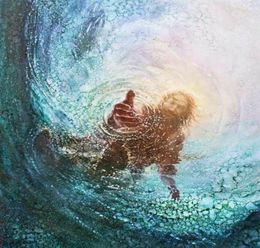 YK HAND OF GOD Jesus Reaching Hand into the Water Home Decor HD Print Oil Painting On Canvas Wall Art Canvas Pictures 2001087201759