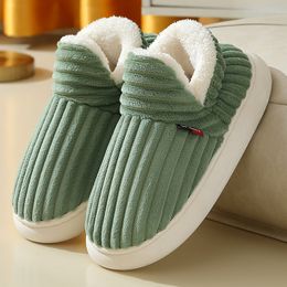 All inclusive heel cotton shoes winter suede platform stripe pink women's indoor household thermal sleeve cotton shoes