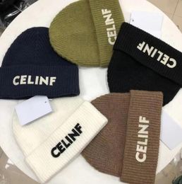 2023 Designer CELINF Autumn/Winter Knitted Hat Big Brand Designer Beanie/Skull Caps Stacked Hat Baotou LOGO Letter Ribbed Wool Hat