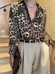 Women's Blouses Alien Kitty Chic Casual Shirts Leopard Slim Office Lady Loose Vintage Animal Printed Work Wear 2023 Autumn Full SLeeve OL