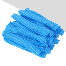 Disposable Gloves SUPVOX 100pcs Hair Cap Non- Woven Bouffant For Service Makeup ( Blue )