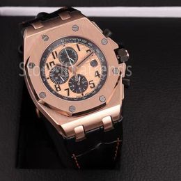 Top Fashion Quartz Chronograph Watch Men Gold Silver Black Dial 42mm Classic Sport Design Cronômetro Cavalheiros Casual Relógio de Pulso Pulseira de Couro Relógio 3257