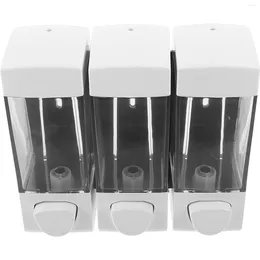 Liquid Soap Dispenser Three-head Wall-mounted Transparent Spring-discharge Hand Bottle 3pcs (71 White No Label) Shampoo