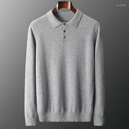 Men's Sweaters Cashmere Knitted Pullover Winter Autumn Men POLO Collar Full Sleeve Jumpers Solid Color Male Clothes