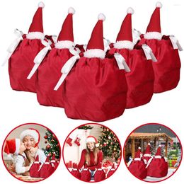 Christmas Decorations 10/20 Pcs Gift Bags Red Santa Claus Reusable Drawstring Candy Storage Pouches For Holiday Decoration