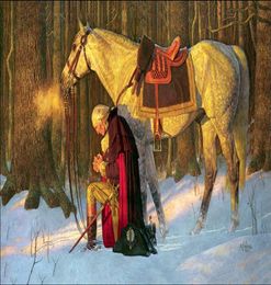 George Washington Prayer at Valley Forge Handpainted HD Print War Military Art Oil Painting On CanvasMulti Sizes Frame Option5200237