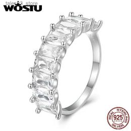 Wedding Rings WOSTU Real 925 Sterling Silver Luxury AAA Cubic Zirconia Wedding Rings Women Square CZ Promise Love Ring Party Jewellery Gift New Q231024