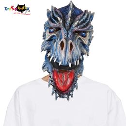 cosplay Eraspooky Horror Ice Blue Frozed Dragon Cosplay Mask Mediaeval Legend Monster Latex Masks Halloween Costume Props Headgearcosplay