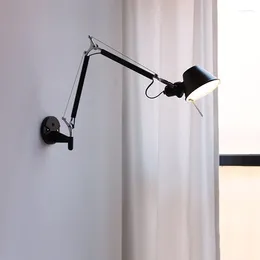 Wall Lamps Micro Light American Black Silver E27 Swing Arm Lamp For Rotatable Office Living Room Bed Side Table