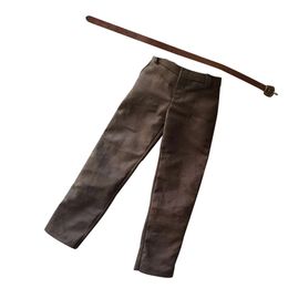 Dolls 16 Mens Brown Trousers Pants Belt Men's Leather for DML DID 12'' Action Figure Boyfriend Male Accessory Boy 231024